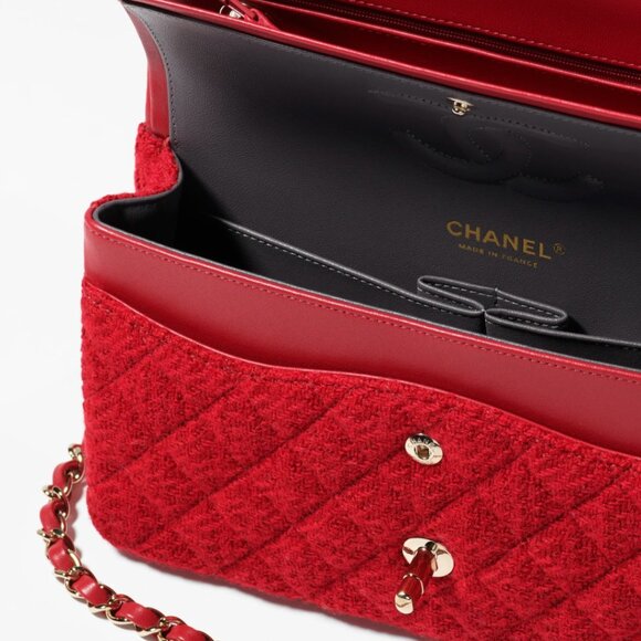 Chanel Classic 11.12 Flap Bag – Red Wool Tweed & Gold Hardware – Brand New - Picture 3 of 16